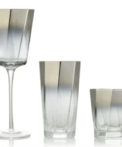 Kim Seybert DRINKWARE HELIX SILVER GLASSWARE