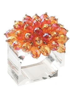Kim Seybert THE TABLE ZINNIA NAPKIN RING ORANGE