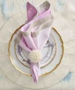 Kim Seybert THE TABLE ZINNIA NAPKIN RING PEARL