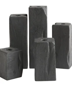 Arteriors Home HENLEE TEAK CANDLEHOLDER SET CANDLELIGHT