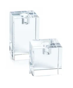 Zodax CANDLELIGHT CRYSTAL SQUARE TAPER CANDLEHOLDERS