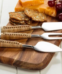 Abbott Collection RATTAN CHEESE KNIVES SERVING