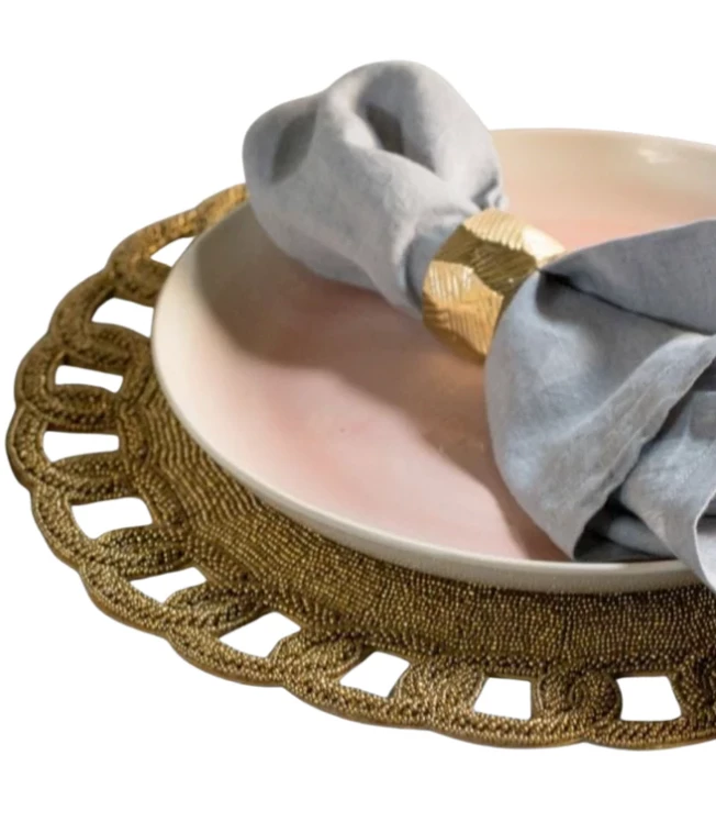 Blue Pheasant THE TABLE ARIA BEADED GOLD PLACEMAT