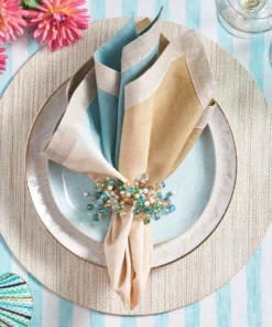 Kim Seybert THE TABLE DIP DYE NAPKIN NATURAL & SEAFOAM