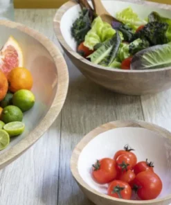 Be Home MANGO WOOD & ENAMEL LARGE BOWL | 15"