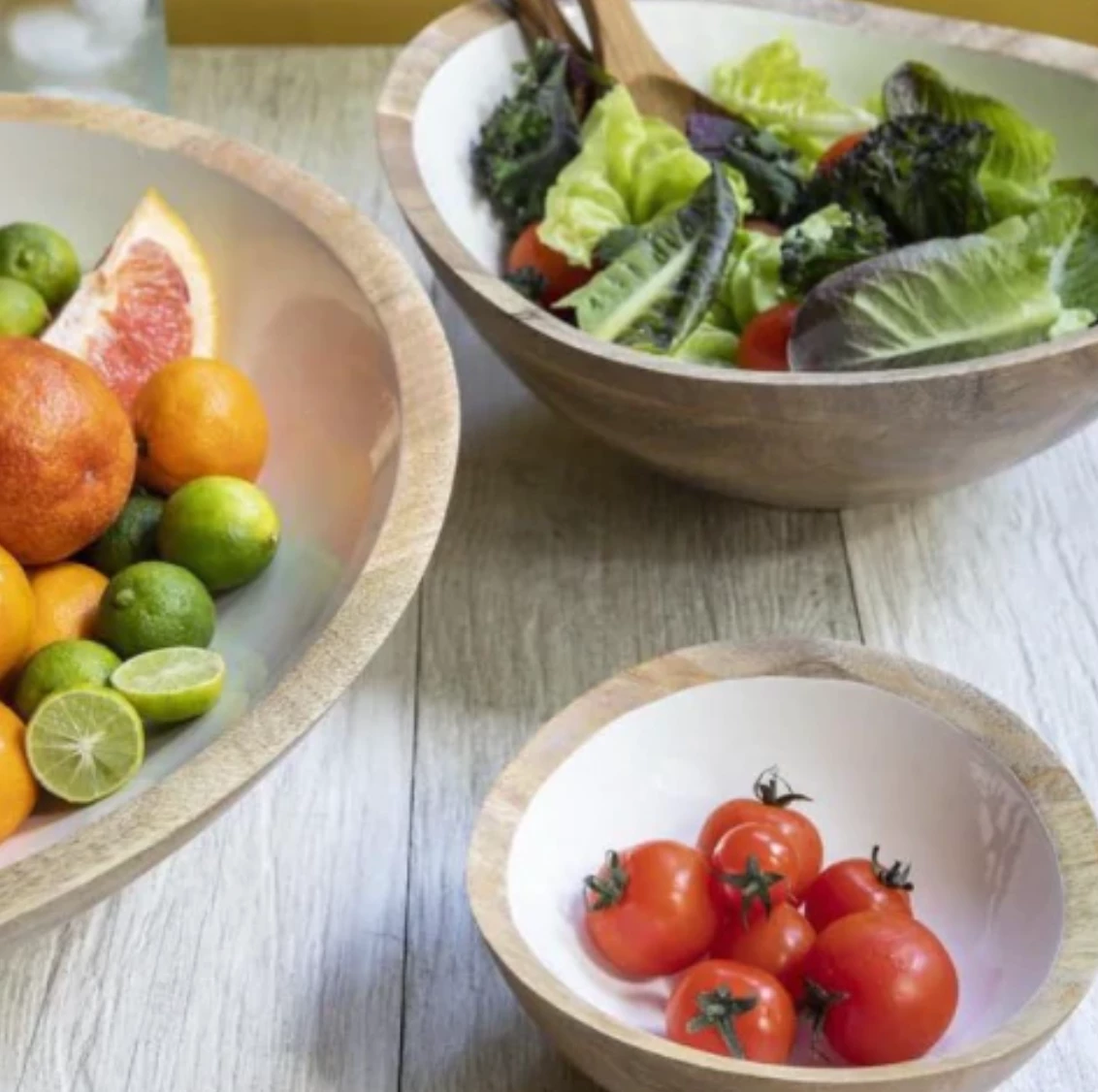 Be Home MANGO WOOD & ENAMEL LARGE BOWL | 15"