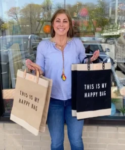 Apolis MARKET BAG - THIS IS MY HAPPY BAG BLACK