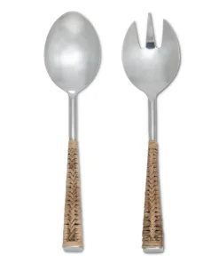 Abbott Collection RATTAN SALAD SERVER SET SERVING