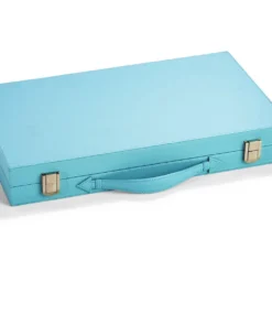Two's Company BACKGAMMON TURQUOISE FAUX LEATHER SET GAMES & GADGETS