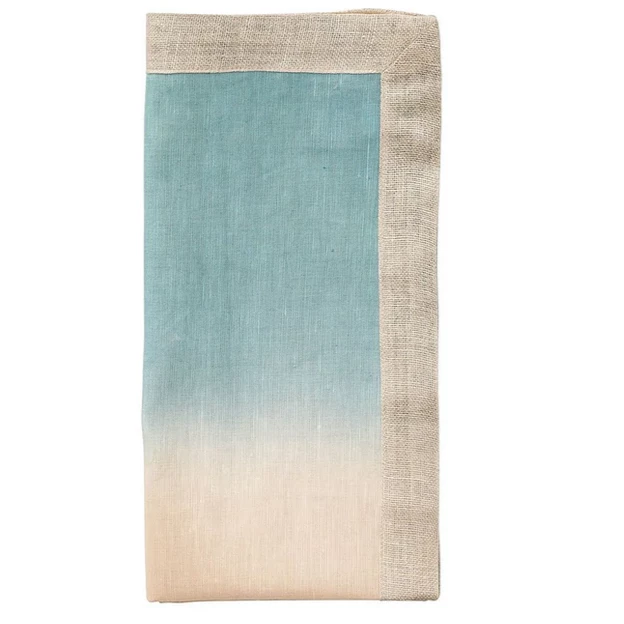 Kim Seybert THE TABLE DIP DYE NAPKIN NATURAL & SEAFOAM