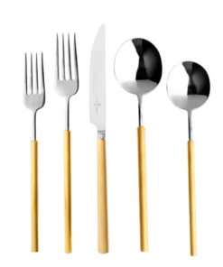 Vista Alegre DOMO MATT GOLD HANDLE 5 PIECE FLATWARE SET