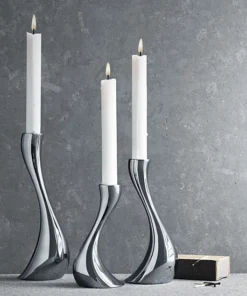 Georg Jensen Inc CANDLELIGHT COBRA CANDLEHOLDER SET SILVER