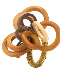 Bodrum INTERLOCKED WOOD NAPKIN RING SET/4