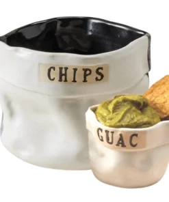 Style Union Home SERVING CERAMIC CHIP BOWL | BLACK & WHITE