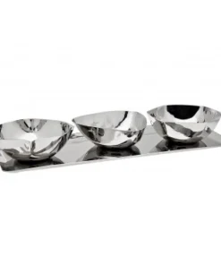 Godinger (GOD) SERVING AUBURN 3 PART SNACK DISH & TRAY