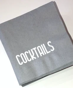 Print Appeal COCKTAIL NAPKIN PACK | "COCKTAILS" | SILVER/WHITE WINE & BAR